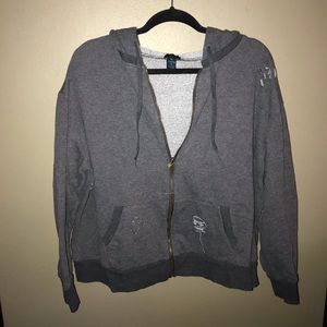 Lightweight distressed grey zip up!